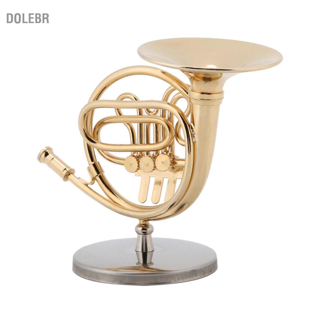 Dolebr Aumotop Trompa Francesa Decorativa em Miniatura com Suporte Artesanal Caixa de Presente Preta Incluído Enfeite