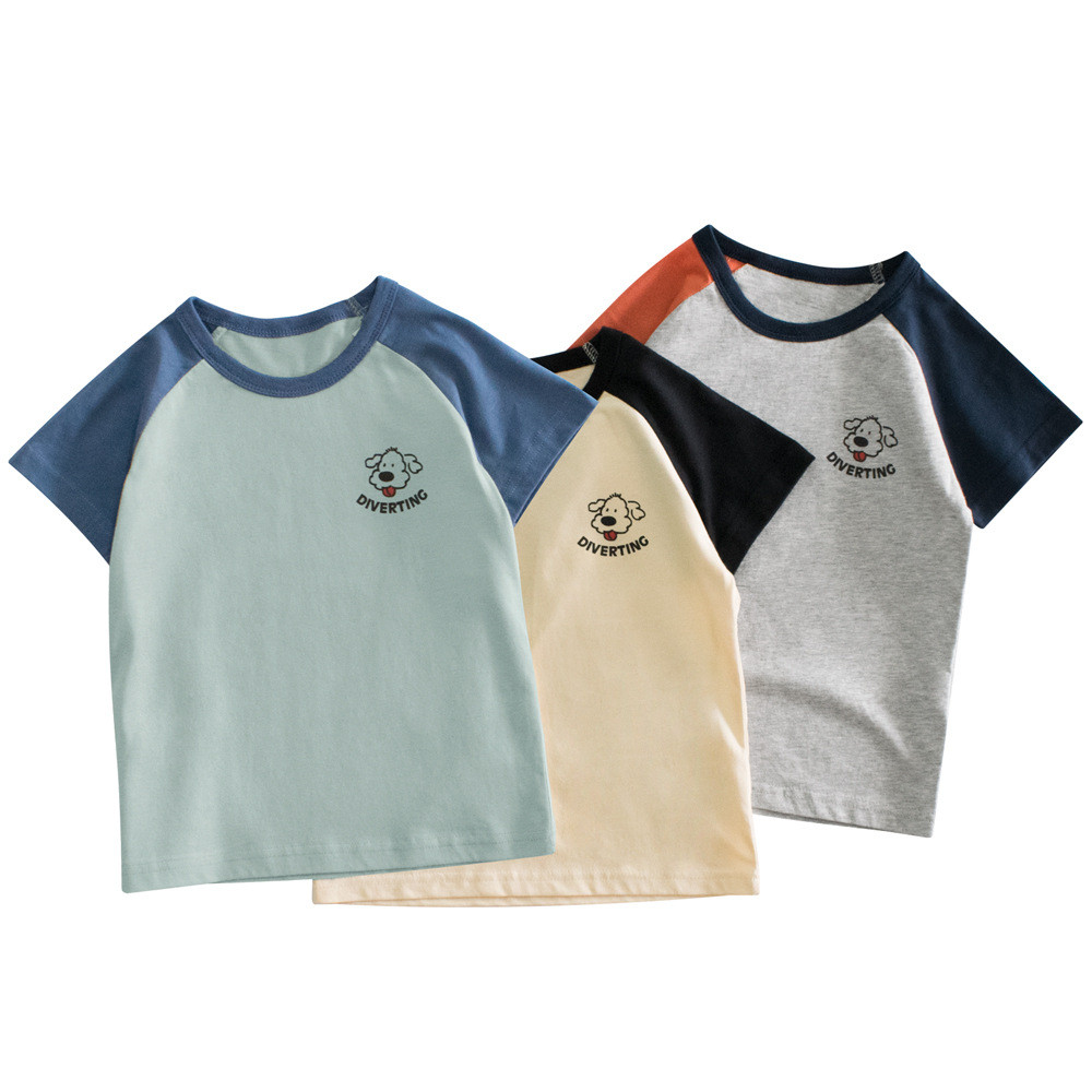 27home puro algodão roupas infantis verão camiseta de manga curta meninas meninos crianças dos desenhos animados Raglan 