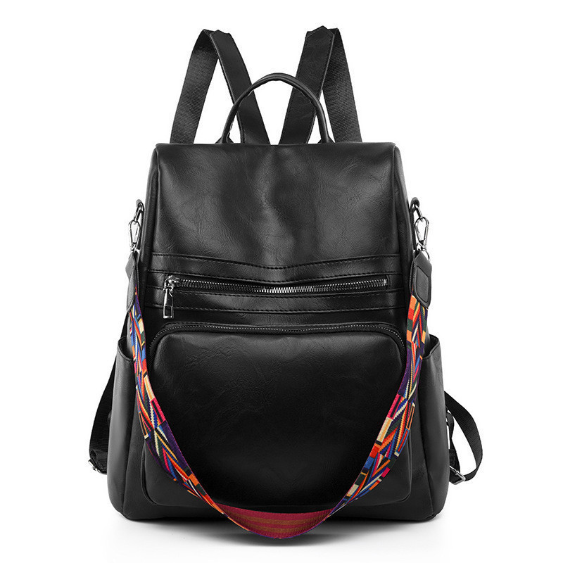 Mochila feminina em couro PU alta qualidade média espaçosa com alça de ombro