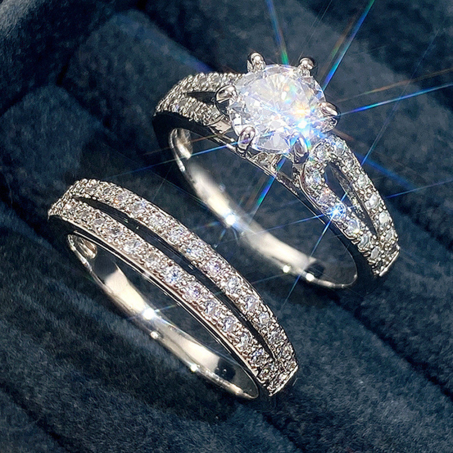 [Estoque pronto] Venda quente novo estilo de luxo decoração anel feminino moda anel de casamento WJG