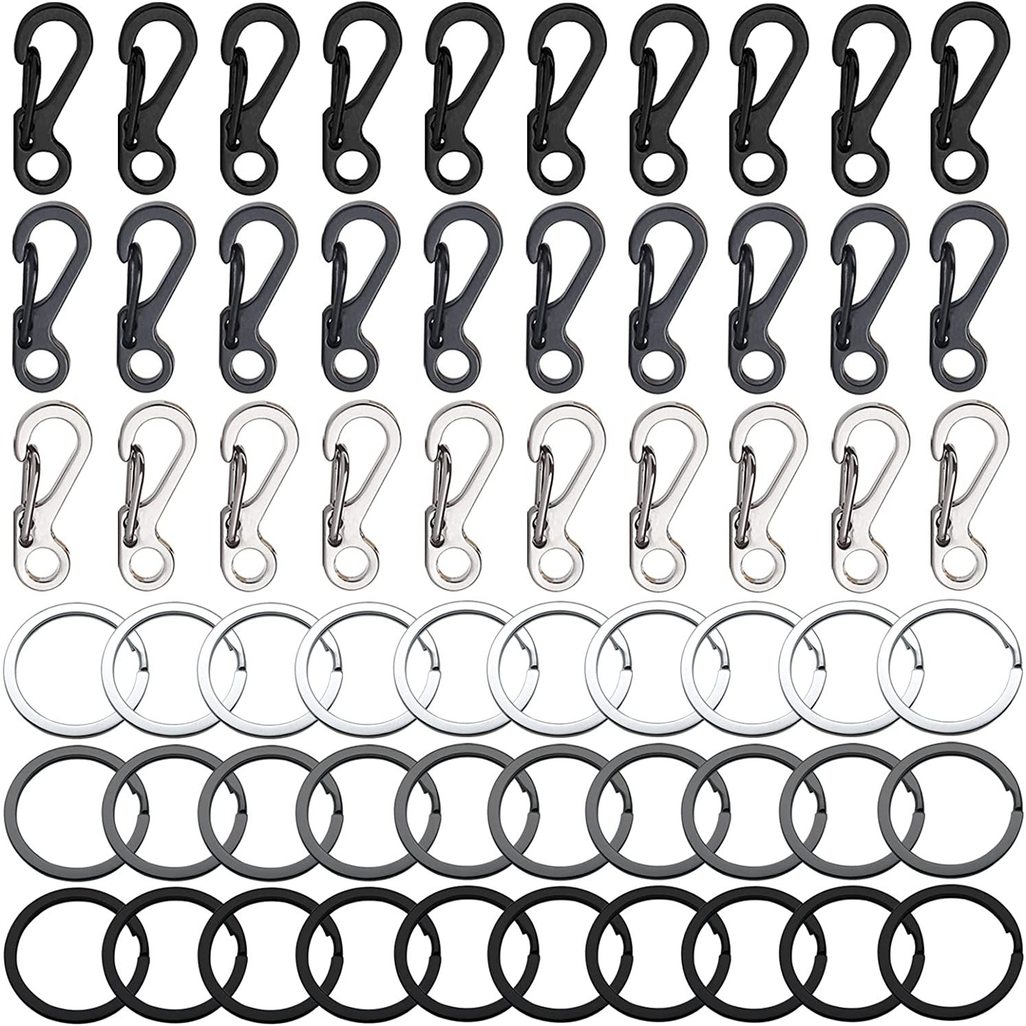 30 Pçs Mini Mosquetões Conjunto Ao Ar Livre EDC Corda Primavera Fechos Chaveiro Ganchos De Acampamento Paracord Clipes T