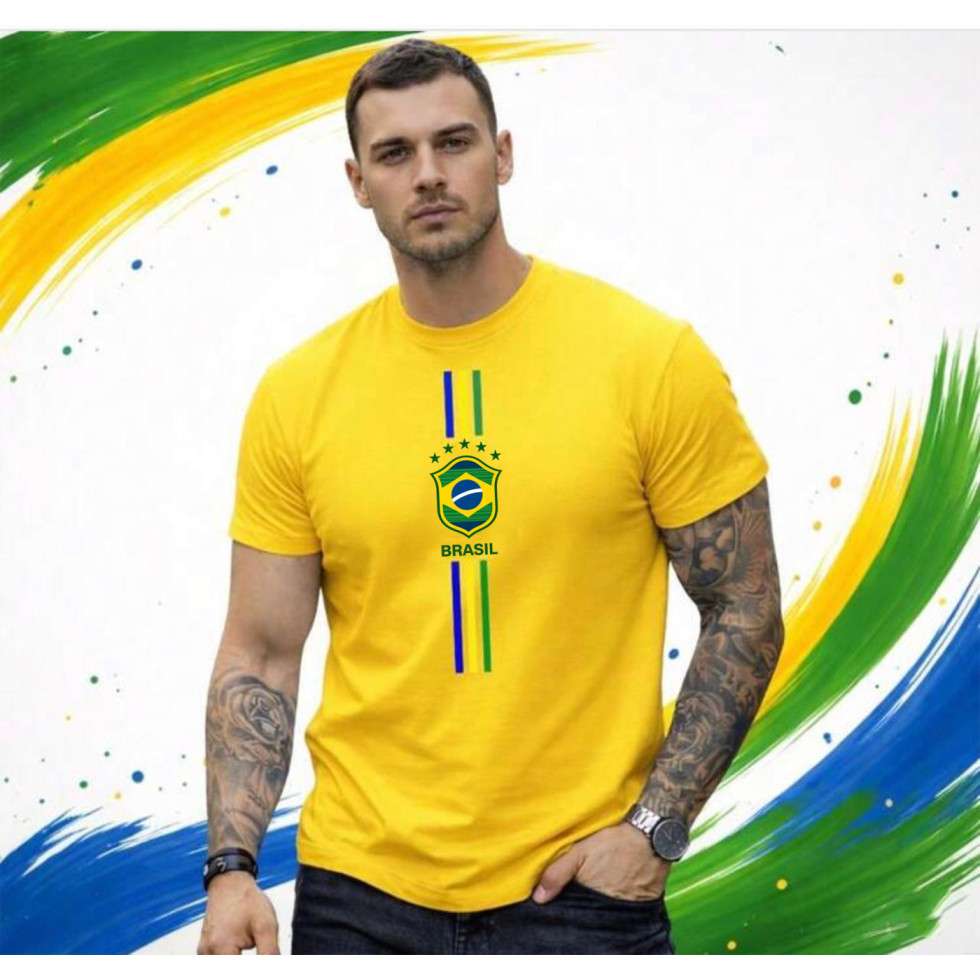 CAMISETA BRASIL COPA DO MUNDO 3 RISCOS UNISSEX 100% ALGODÃO PREMIUM entrega rapida