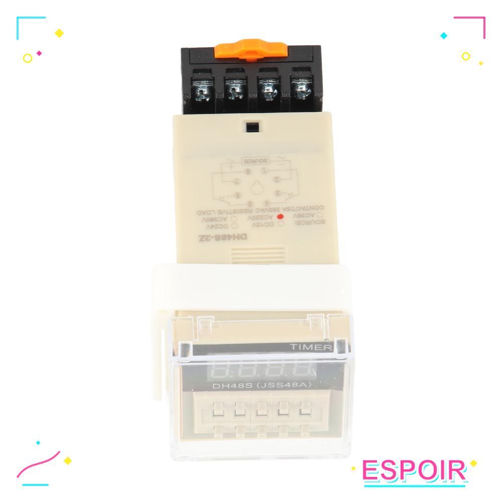 Relé De Tempo ESPOIR , DH48S-2Z Com Base De Soquete , Digital , Temporização De Precisão 220V 0.01S-99H99M Controle Indu
