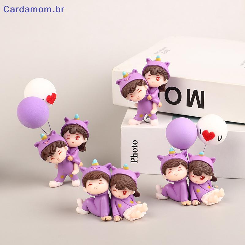 { CARDA } 1 Par Bonito Criativo Dos Desenhos Animados Roxo Pijamas Casal Decoração Do Carro Ornamentos Auto Console Cent