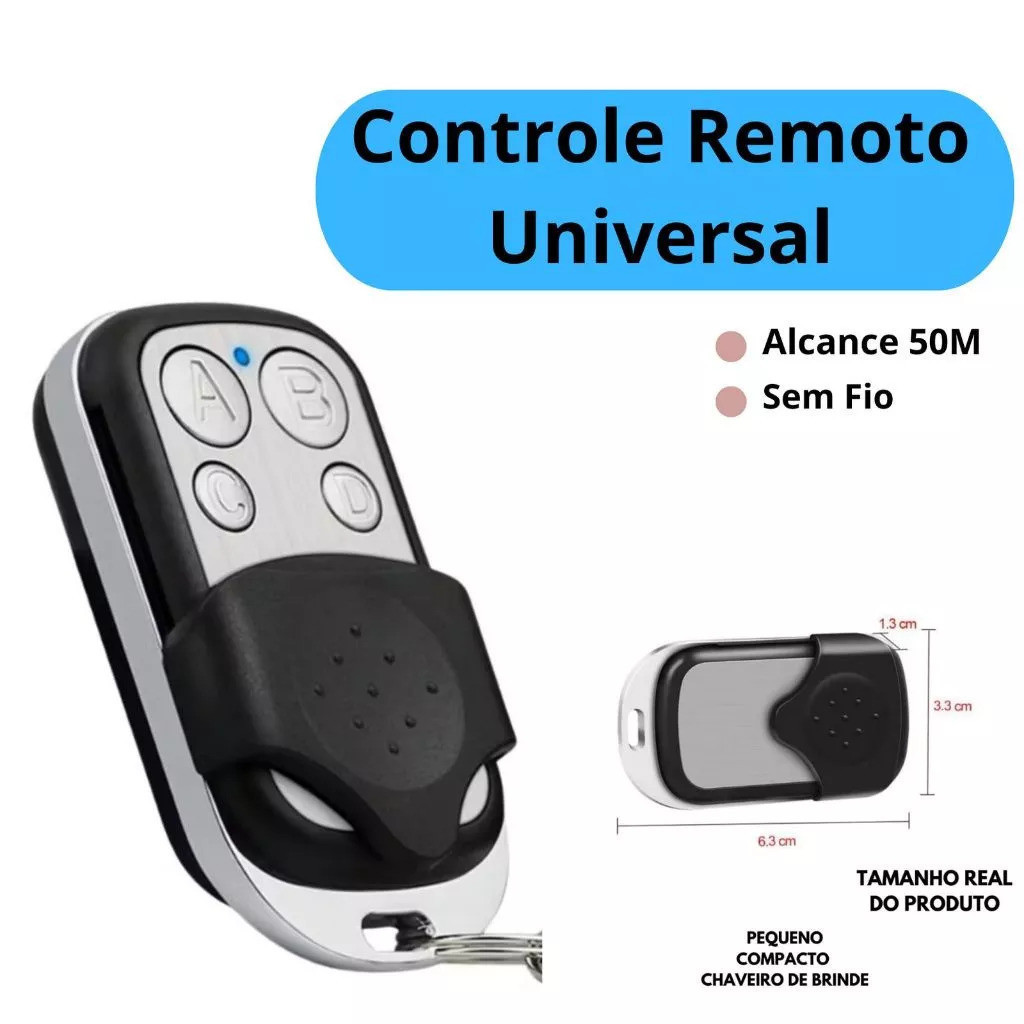 Controle Remoto Universal para Portão Elétrico Eletrônico Garagem com Chaveiro 433mhz 4 Botões