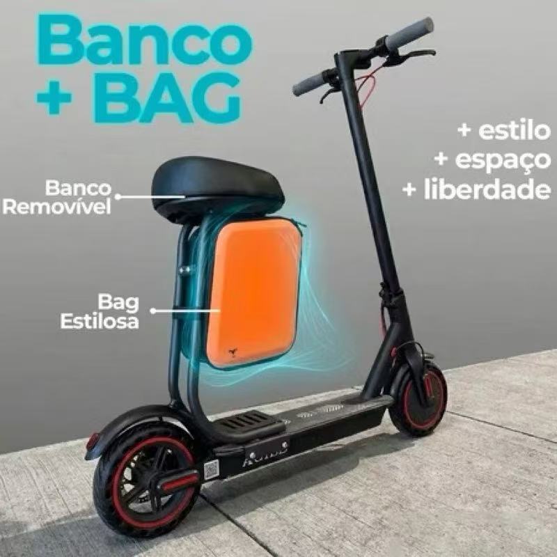 Patinete com Banco Elétrico Dobrável 350W | Autonomia 35KM + Velocidade 30KM/H | Suporta até 150KG