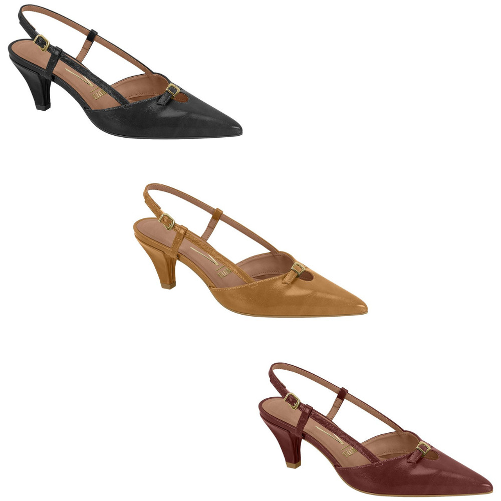 Sapato Vizzano Slingback Feminino Bico Fino Moderno Conforto