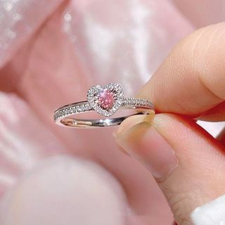 Bonito anel infantil bebê criativo presente de aniversário menina princesa anel rosa amor simulação anel de diamante mas