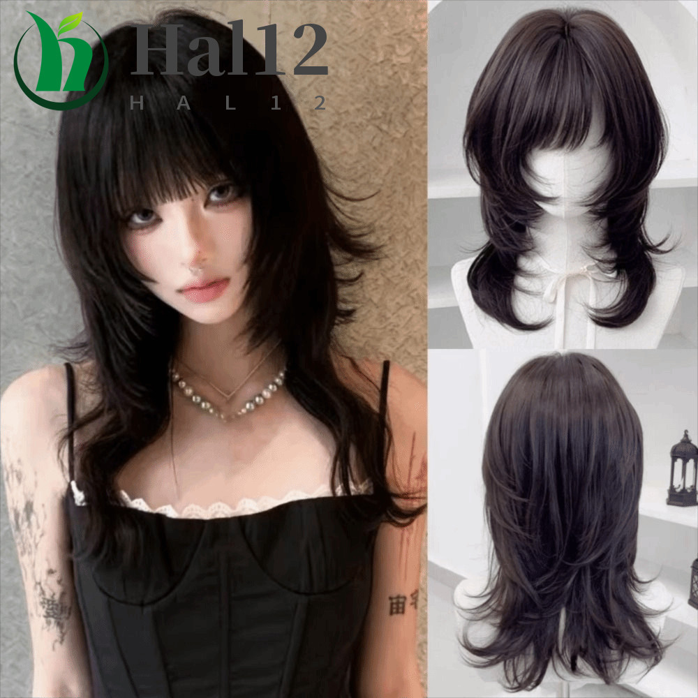 Peruca HALB Medusa Com Franja , Sintética Média Reta Em Camadas , Corte De Cabelo Mullet