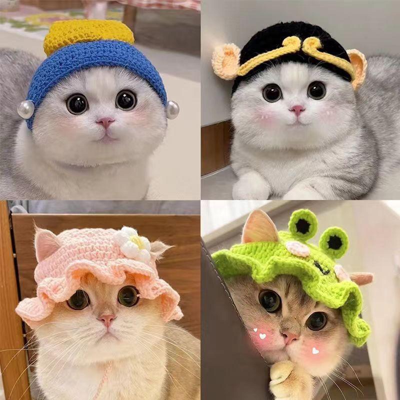 Pet chapelaria gato cão chapéu de malha cospaly adereços Headwear engraçado transformação terno atacado