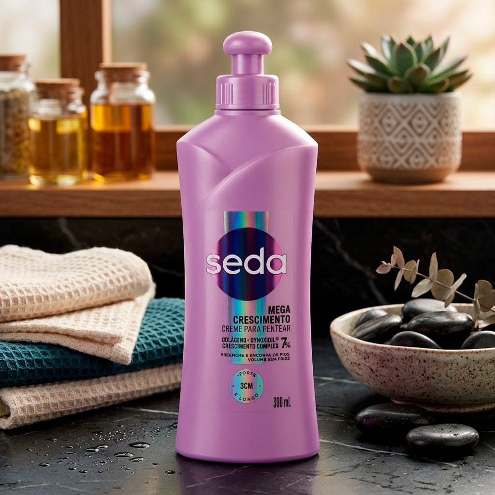 Creme de Pentear Seda Mega Crescimento Colágeno e Dynoxidil Crescimento Complex 7% 300ml