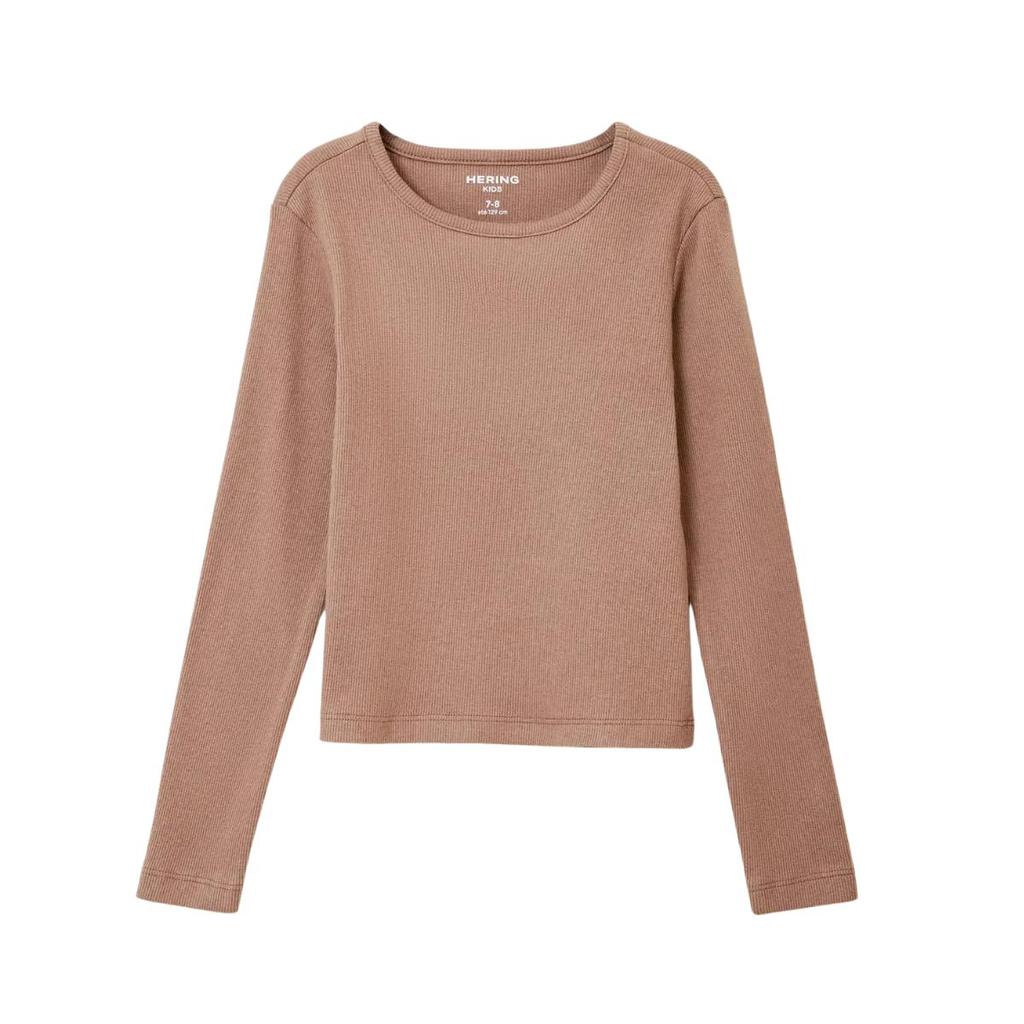 Blusa Infantil Hering Manga Longa Em Ribana Marrom