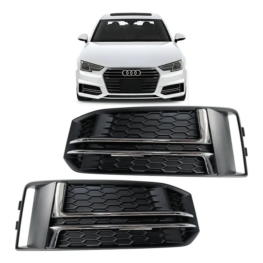 Par Grade Moldura Farol Milha Dianteiro Audi A4 S Line 2016 2017 2018 Novo 8W0807681F 8W0807632F