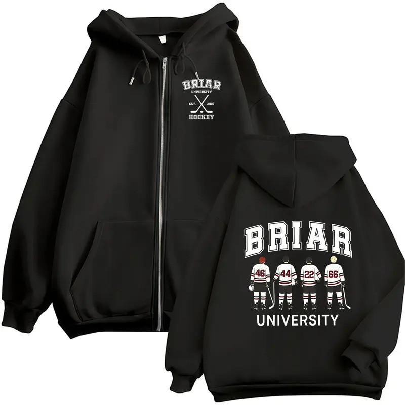 Briar Hockey Off-Campus TV Series Zipper Hoodie Briar University Print Pullover Sweatshirt Men Women Casual Clothing Coa