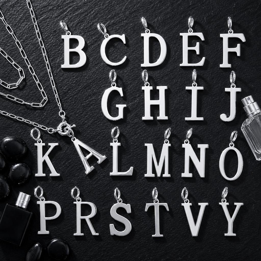 Kit 3 colares apresenta pingentes moda com letras grandes e é banhado a ouro ou prata — imagem 2 de 2