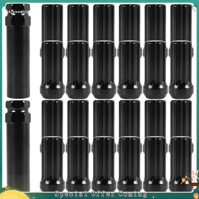 Porcas De Roda De Pino M14X1.5 , 24 Peças 14m X 1.5 7 Spline Drive Awl Cone Lug Nuts 2 Polegadas De Comprimento Preto Co
