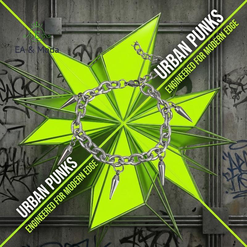 EA & Moda Hip Hop Rebite Pulseira Titânio Aço Cone Pingente Para Homens Mulheres Punk Jóias Acessório De Festa Design Aj