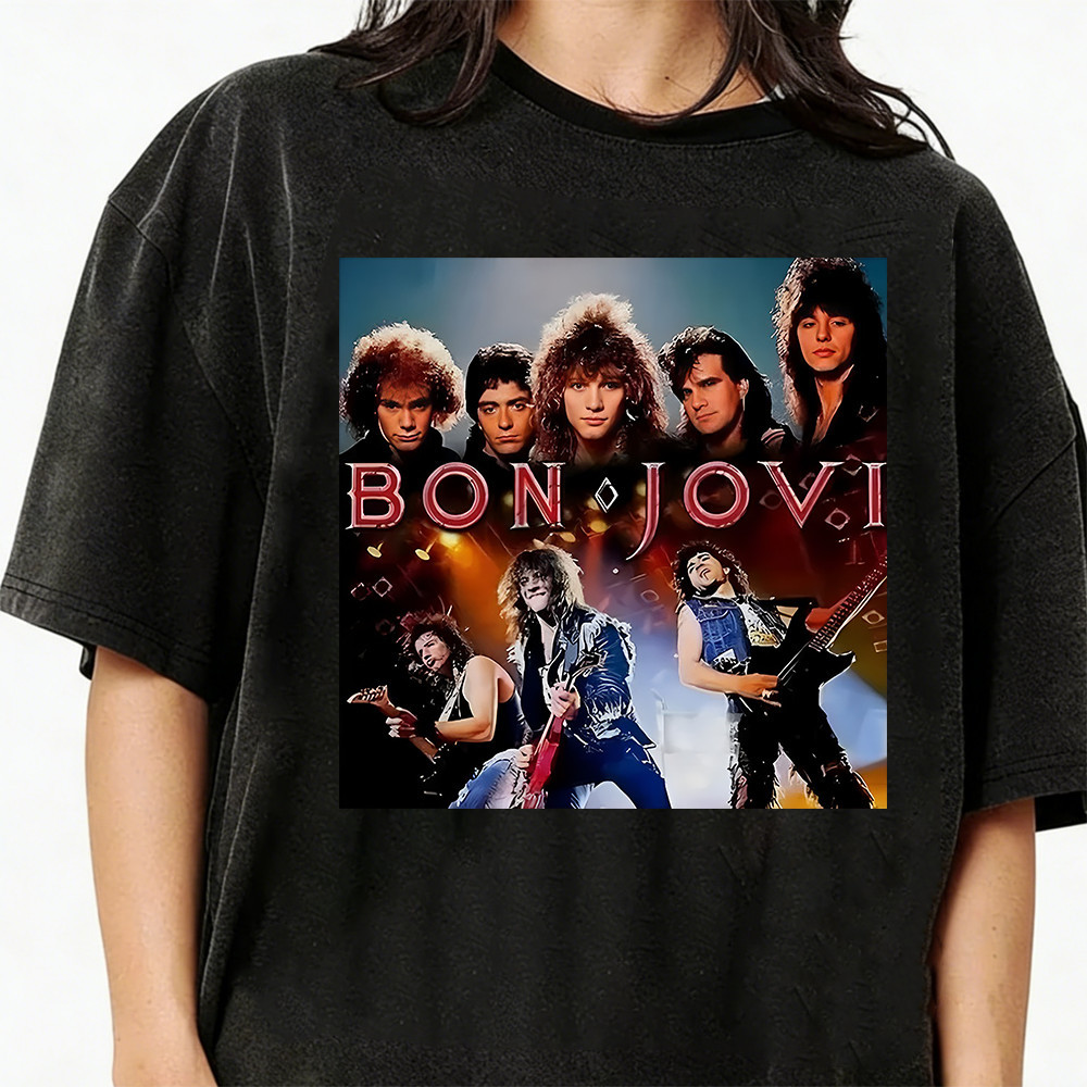 [Camiseta Premium em Algodão Puro]BOW 2026 Estampa Bon Jovi Rock Band Musica Guitarra Show T-shirt Unissex Streetwear