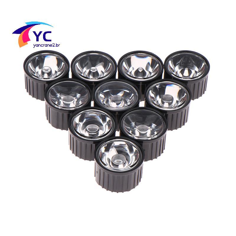 YCBR 10 Peças Lente LED De Alta Potência 1W 3W 5/8/10/15/25/30/45/60/90/120 Graus Refletor Colimador 20MM PMMA Lentes Óp