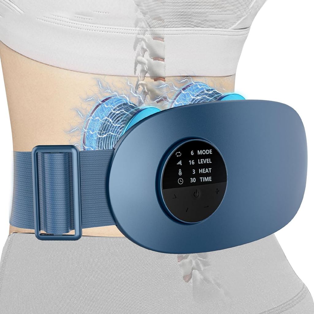 Massageador de Costas com Aquecimento, Almofada Térmica Portátil Sem Fio para Alívio da Dor nas Costas, Massageador Térm