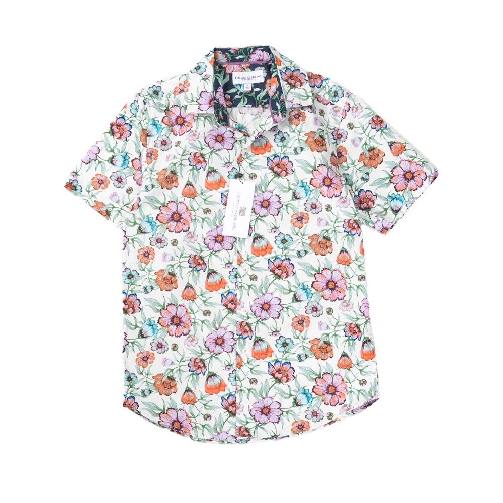 Site oficial 45 Ou 7 cores algodão lavado impressão respirável verão moda masculina Casual lapela fina camisa de manga c