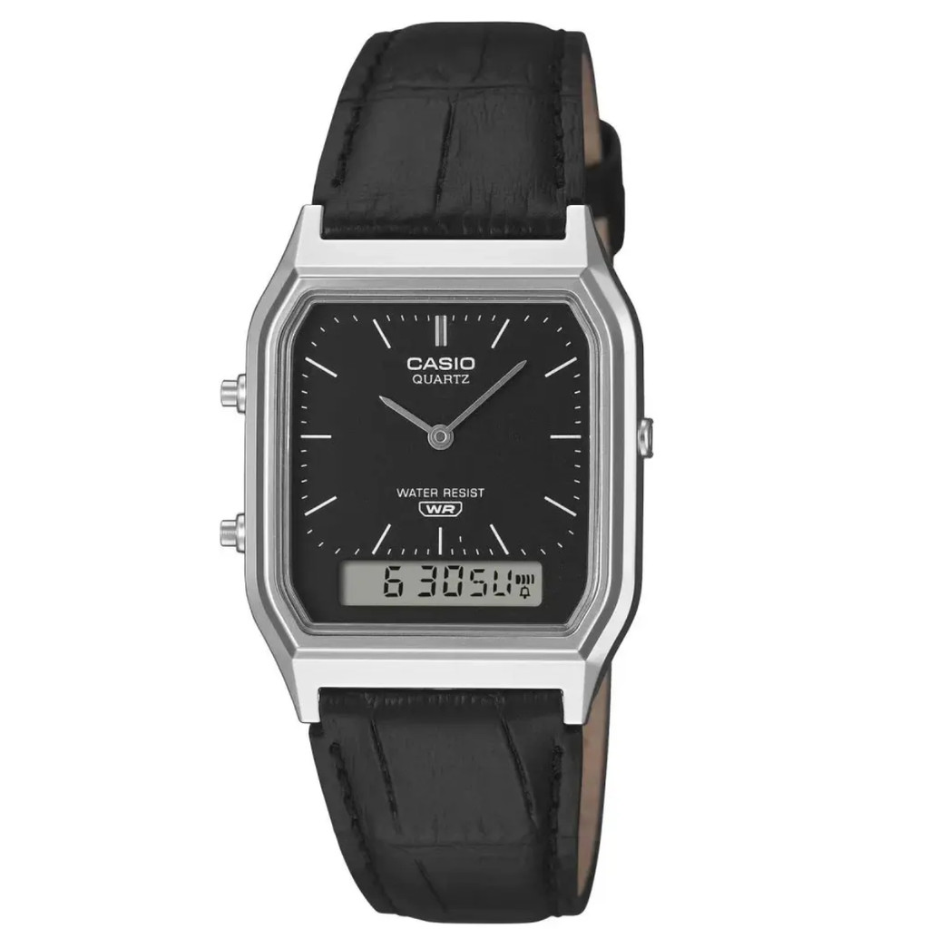 RELÓGIO CASIO MASCULINO RETANGULAR COURO AQ-230EL-1ADF