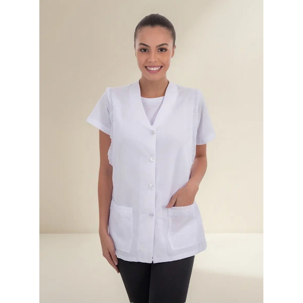 Kit Com 3 Jalecos/avental Professora Babá Estética E Outros