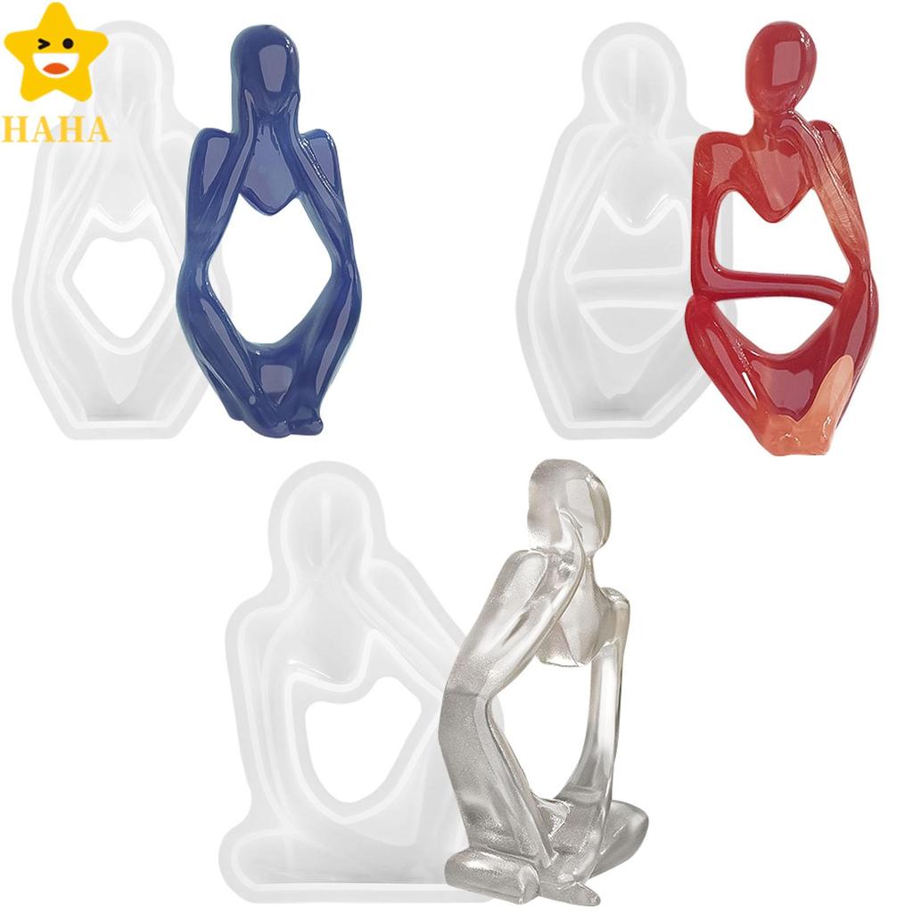 3 Pçs Molde Epóxi De Silicone Arte 3D Moldes De Vela Abstrato Pensador Estatueta Resina DIY Fundição Forma Humana Shopbc