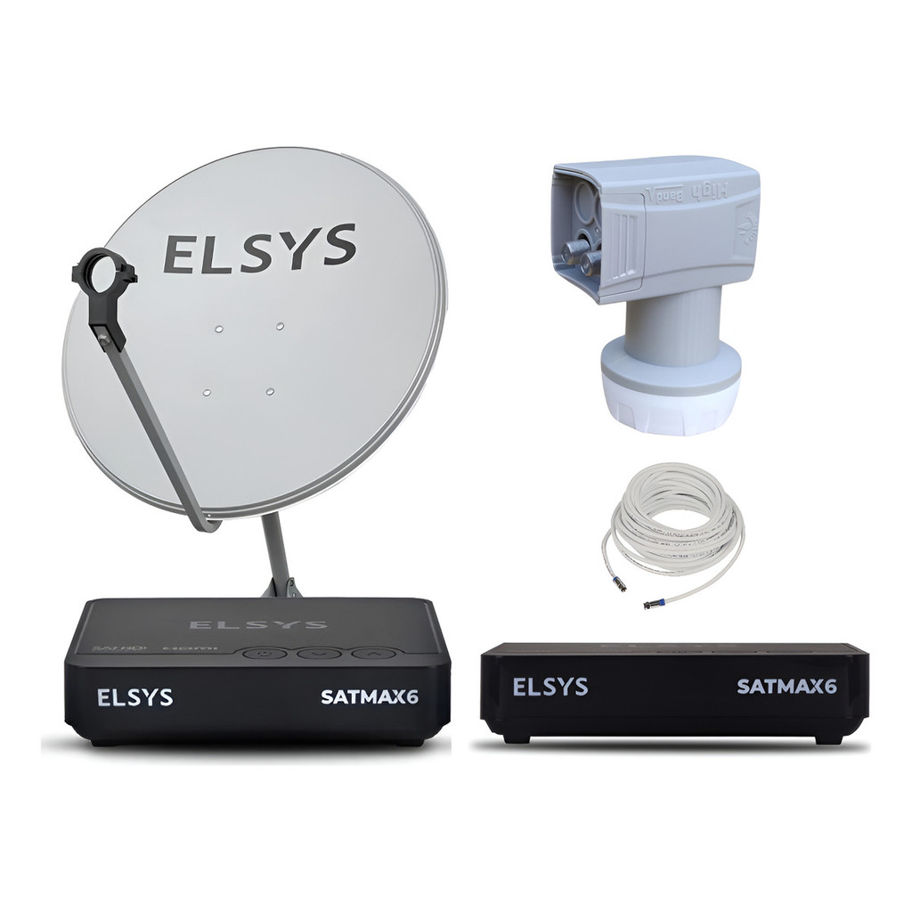 Kit Antena Parabólica 2 Receptores Sat Hd Satmax 6 Lnb Duplo