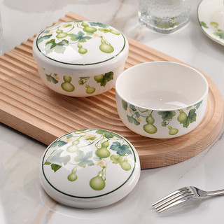 Jinlan Yutang Mountain Bone China 4.5 Polegada Gar Bowl Tigela de Arroz com Porcelana Gar Bowl Tigela de Cerâmica Tampa 