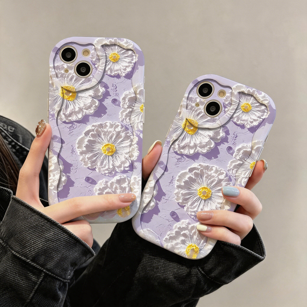 Flor em óleo Capa Capinha Para Samsung Galaxy A03 A04E A05 A06 A12 A13 A14 A15 A16 A23 Não Amarela Antiqueda