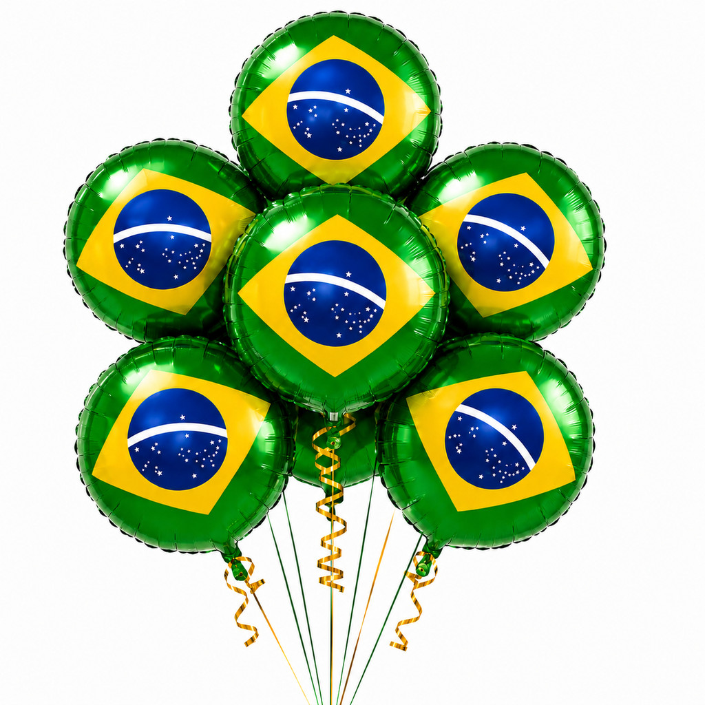 Balões Brasil Copa do Mundo 2026 FIFA Metalizado Verde Amarelo Festa Futebol Decoração