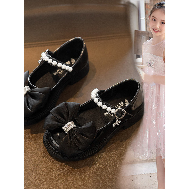 Meninas sapatos meninas sapatos princesa pequenos sapatos de couro 2025 verão novo estilo sola macia moda estilo britâni