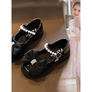 Meninas sapatos meninas sapatos princesa pequenos sapatos de couro 2025 verão novo estilo sola macia moda estilo britâni
