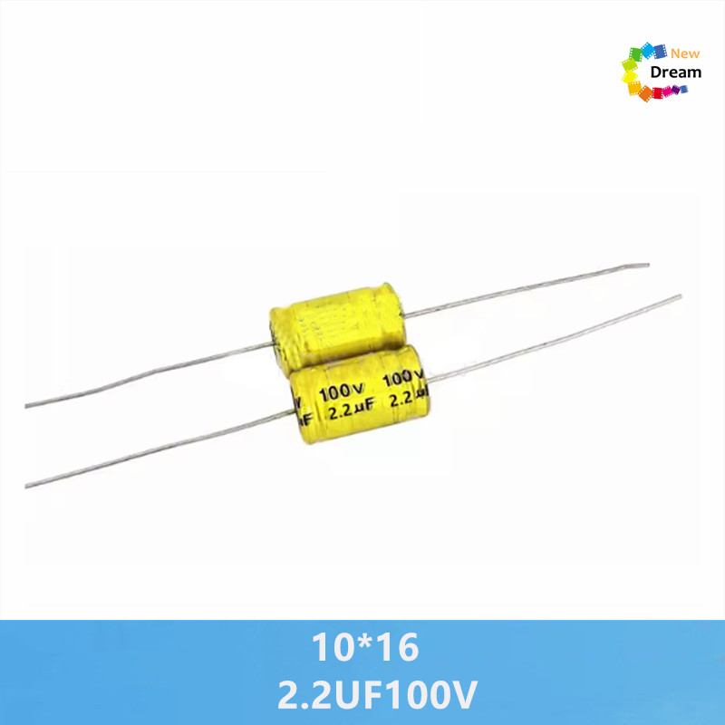 20 Peças 2.2UF 100V 10 * 16mm Buzina Alta Com Divisor De Frequência Eletrolítica axial Infinita E Soldagem capacitor hor