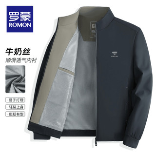 [Seda de leite de cinco provas] Jaqueta Romon masculina 2024 outono de meia-idade negócios Casual gola alta Top de berin