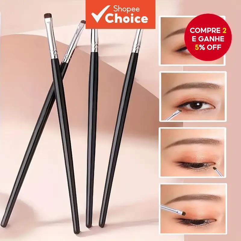 Conjunto De Pincéis De Maquiagem Para Olhos De 4 Peças-Sombra , Delineador E Sobrancelhas-Pincel Cabelo De Cavalo