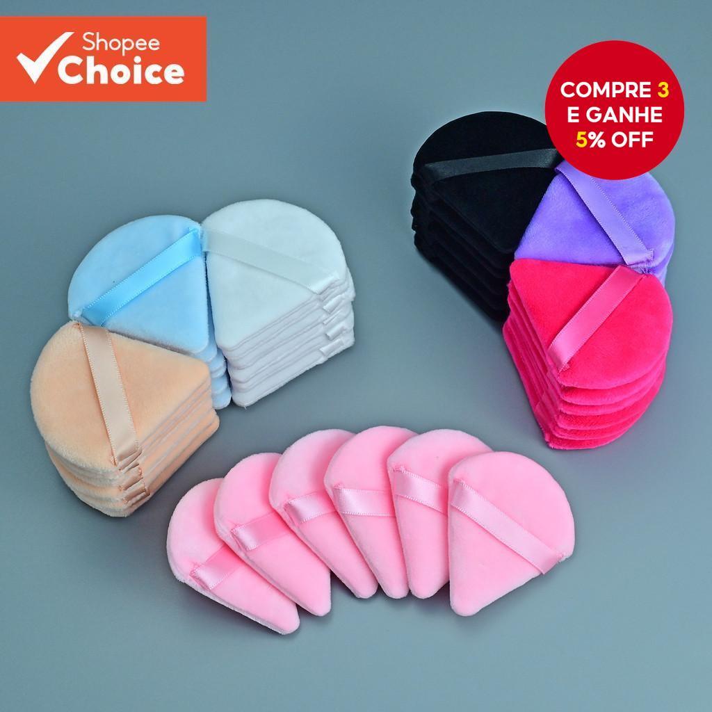 6Pcs Triangle Soft Powder Puff para Face com Strap, Ferramenta de Beleza
