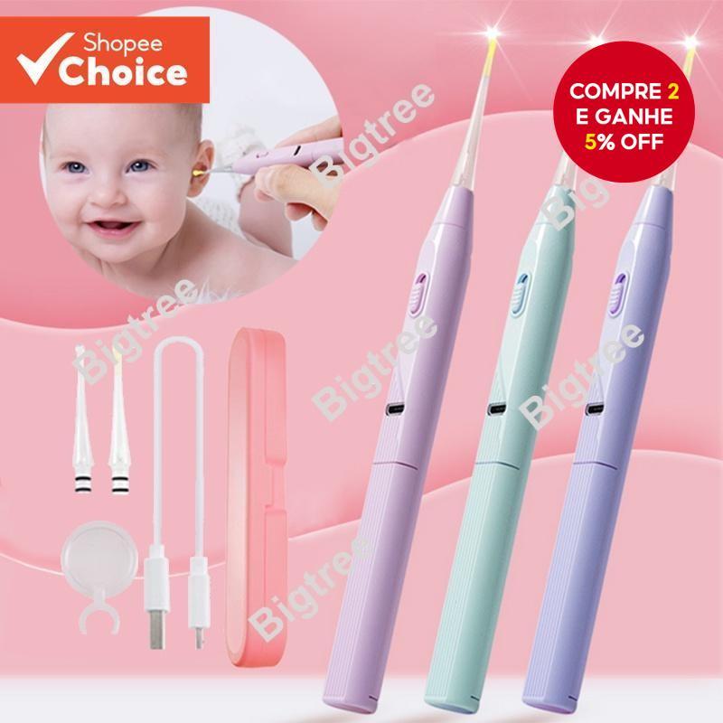 Removedor De Limpador De Cera De Ouvido De Bebê Com Luz LED Ponta De Silicone Macio Seguro E Suave Para Bebês