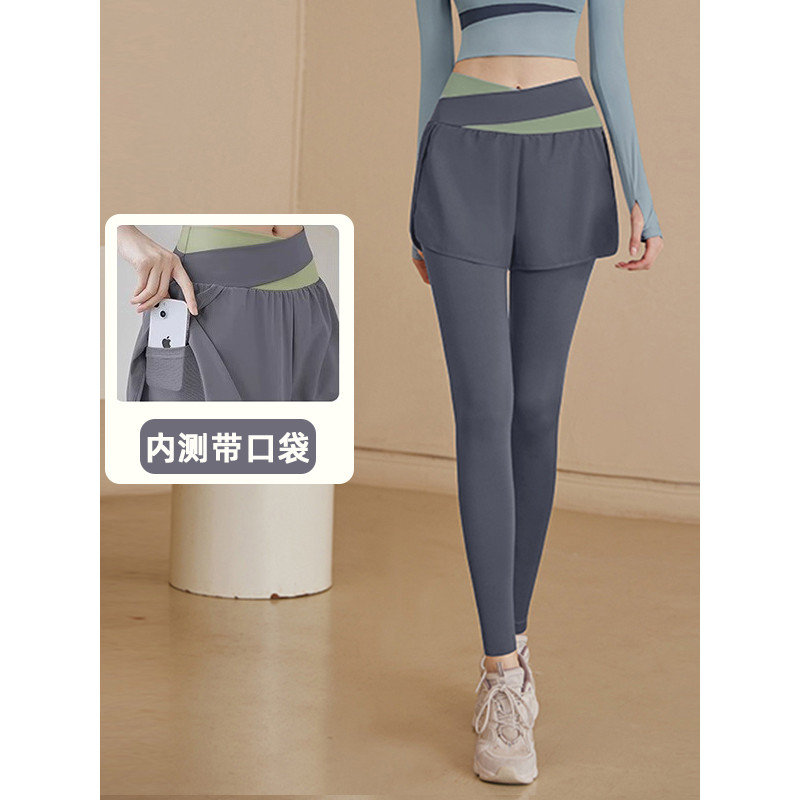 Legging Yoga Feminina Legging Importada Barata Legging Push Up Levanta Bumbum F falso calças de Fitness de duas peças se