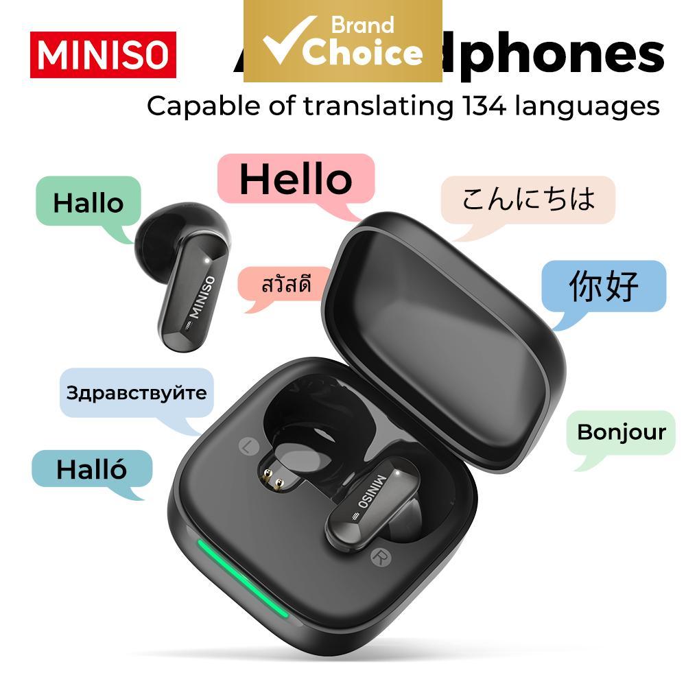 MINISO Fones de ouvido MS119 AI: tradutor Bluetooth em tempo real, cancelamento de ruído, com microfone