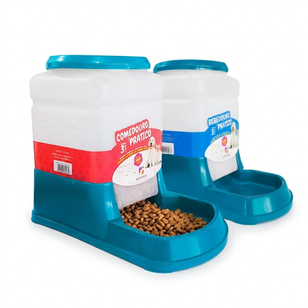 Kit Bebedouro Comedouro Automatico Cachorro Gato Prático 3Lt - Duplo Envio Imediato