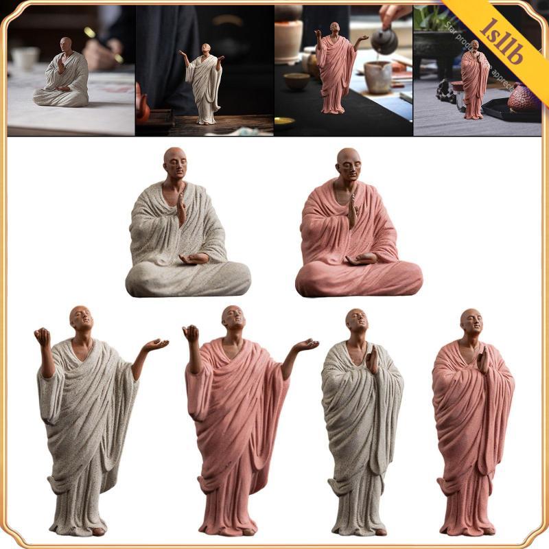 [Lsllb] Estátua Decorativa De Buda Estatueta De Monge De Cerâmica Ornamento De Mesa Para Escultura De Jardim Ou Interior