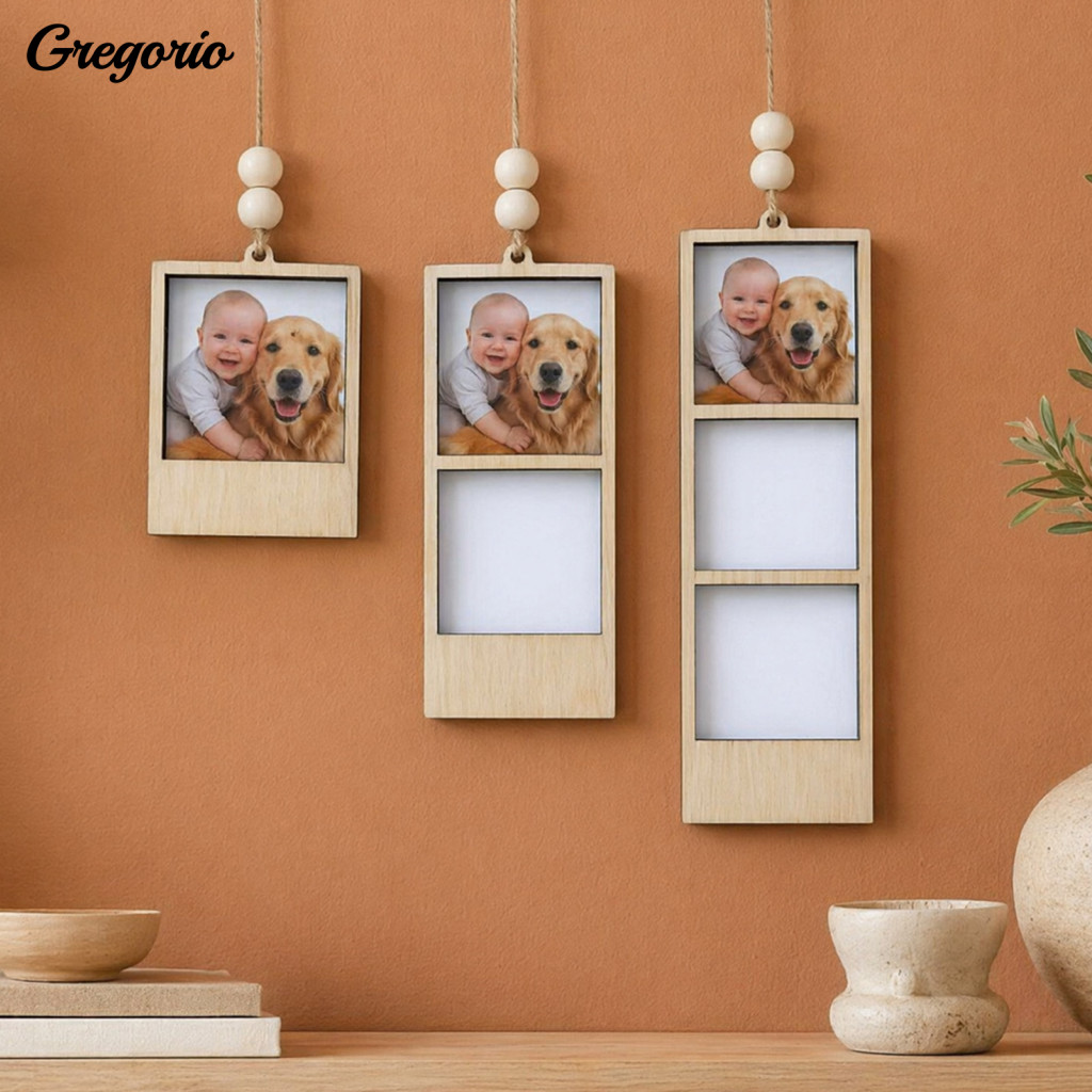 Simple Style Wood Pendant Custom Photo Wooden Frame Diy Sublimation Blank Picture with Hanging Rope Rustic Wall Decor fo