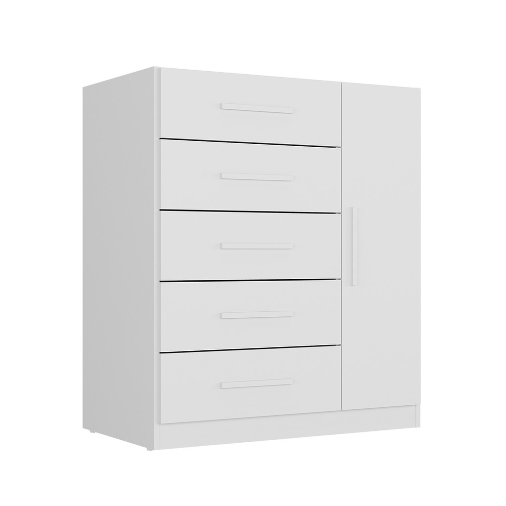 Cômoda Corais Quarto Com 5 Gavetas e 1 Porta 68cm
