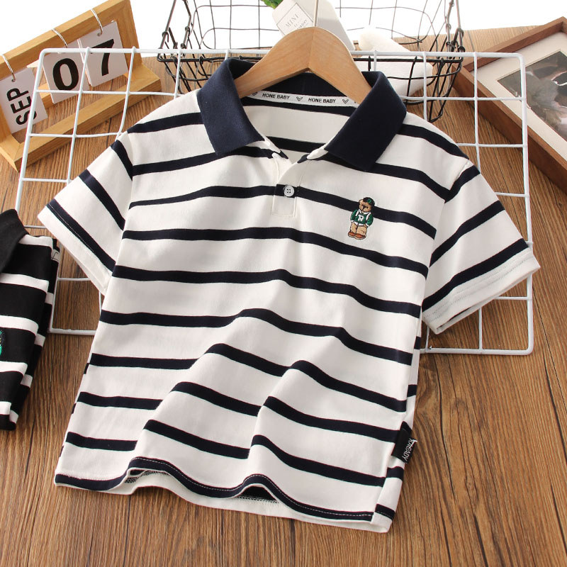 Meninos camisa polo de manga curta lapela 2026 verão novo estilo crianças verão camiseta meia manga bebê listrado topo n