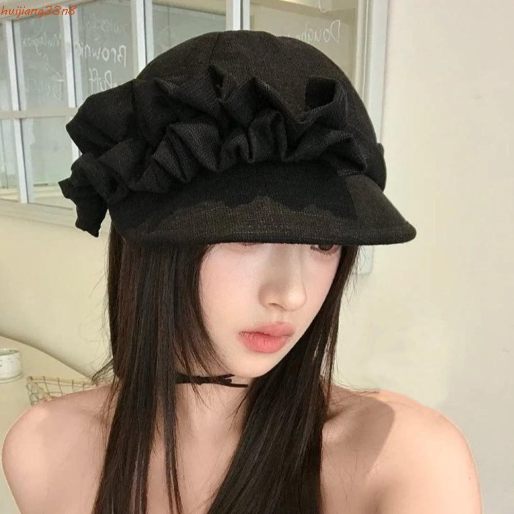 Boné De Jornaleiro Plissado HUIJIANG , Algodão E Linho Estilo Vintage Chapéu Equestre Com Ajuste De Rosto Pequeno , Casu