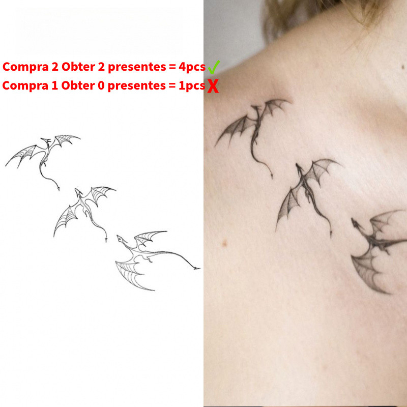Tatuagem Temporária de Dragão Voador, Dura Até 15 Dias, Nova Tecnologia Mágica, Adesivo Semi-Permanente à Prova d'Água, 