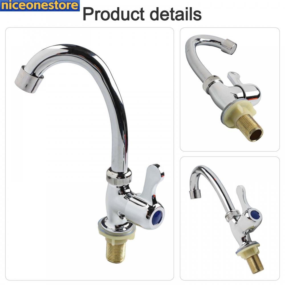 [NIEO]Kitchen Faucet Plastic Steel Silver Single Cold Water Install On Bathrooms