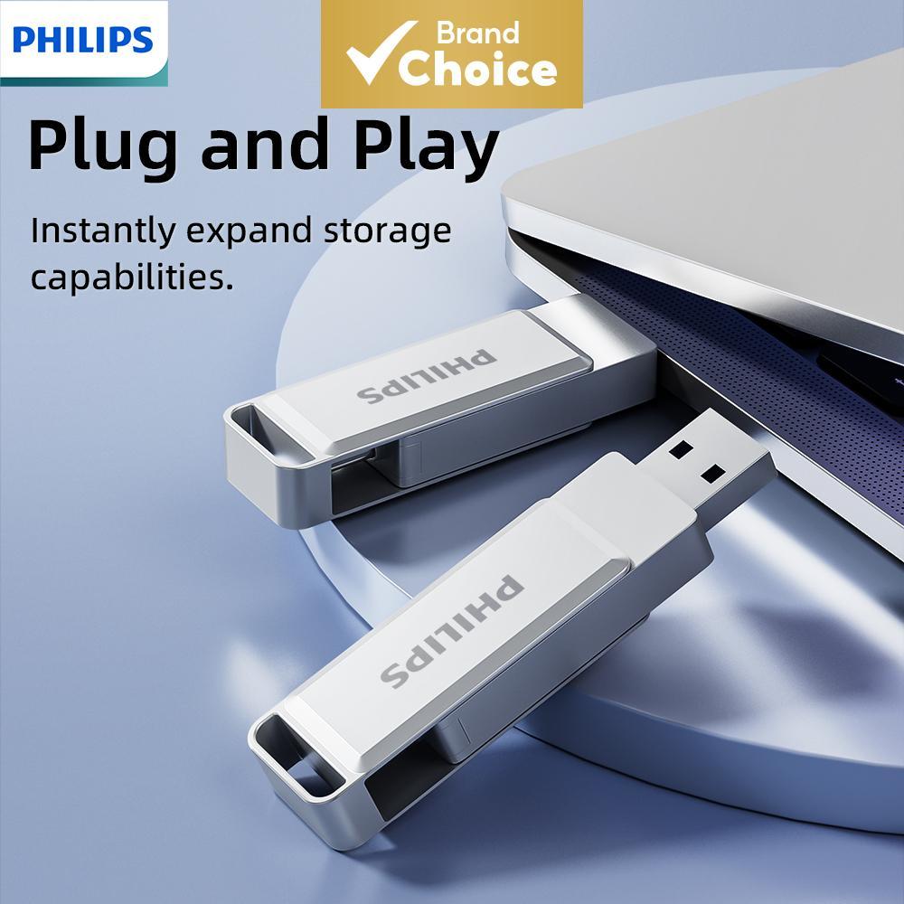 PHILIPS Rotating Dual USB-C/USB-A OTG Pen Drive Prata Cinza Memória Portátil